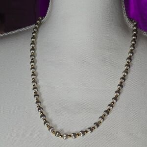 Gold Bead Station Necklace - Elegant Everyday Chain